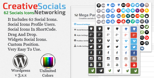 Creative socials 漂亮的WordPress社交插件[1.0]