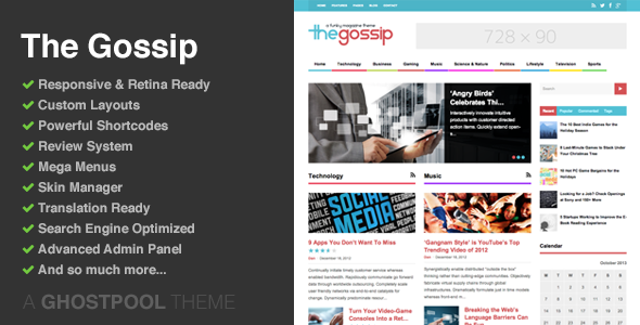 The Gossip – 多用途商业杂志型WordPress主题[2.8]